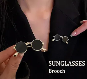 Punk Style Mini Sunglasses Brooches Vintage Metal Glasses Shaped Pins Women Men Party Clothing Accessories