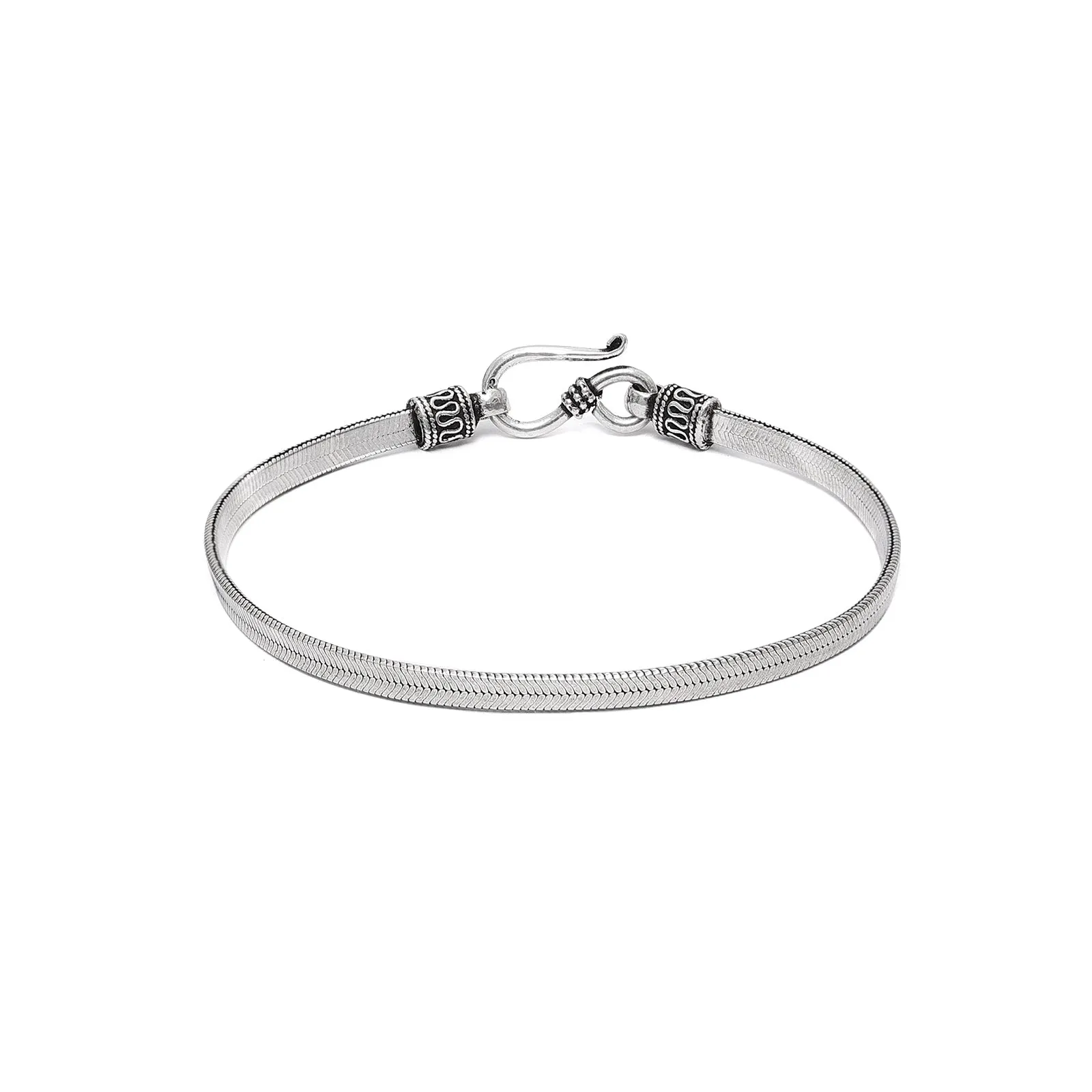 Pure Silver mens Bracelet - Sleek and Slender Bali Style Bracelet