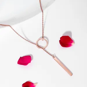 Pure Silver Necklace - Rosy Pendant Ring Drop Necklace