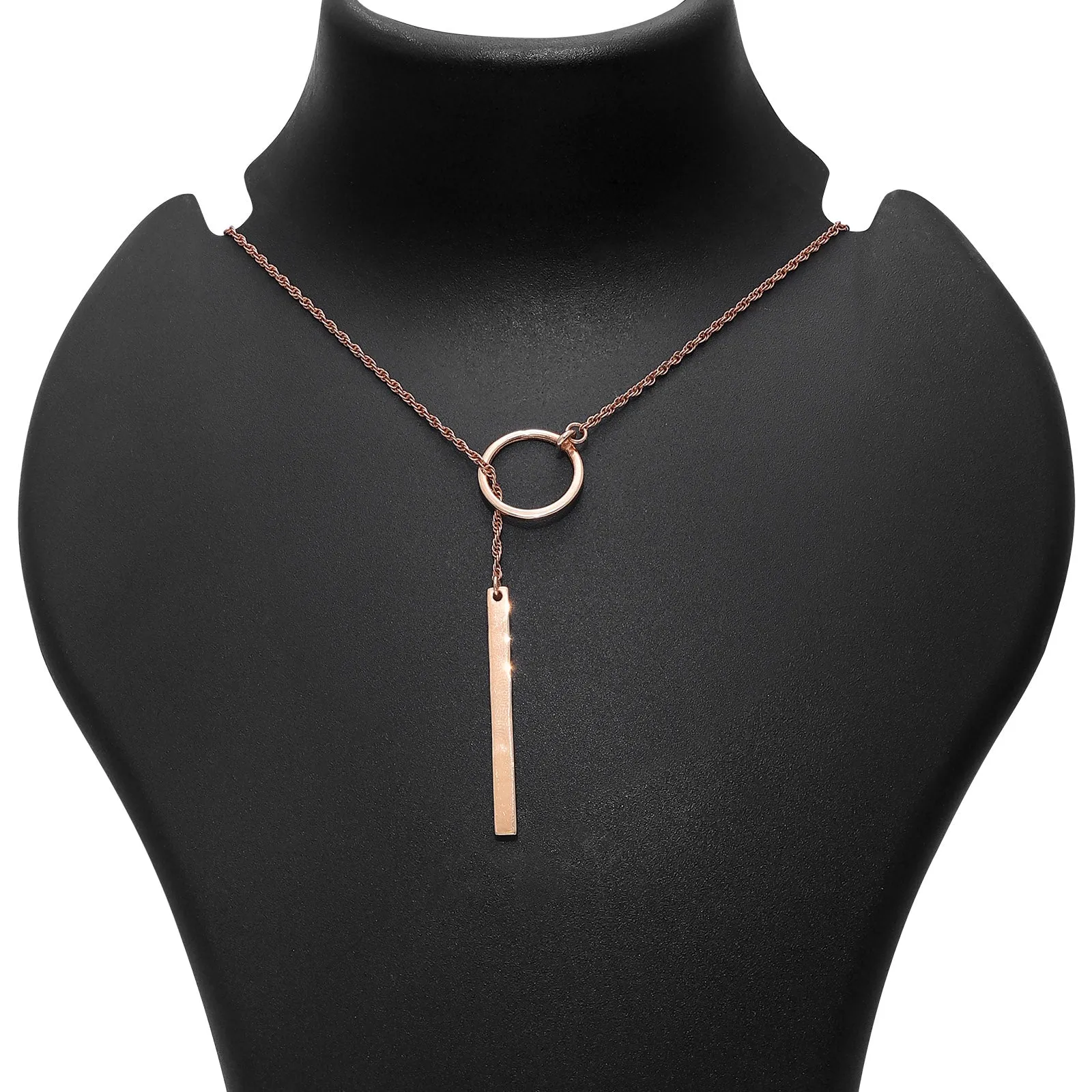 Pure Silver Necklace - Rosy Pendant Ring Drop Necklace