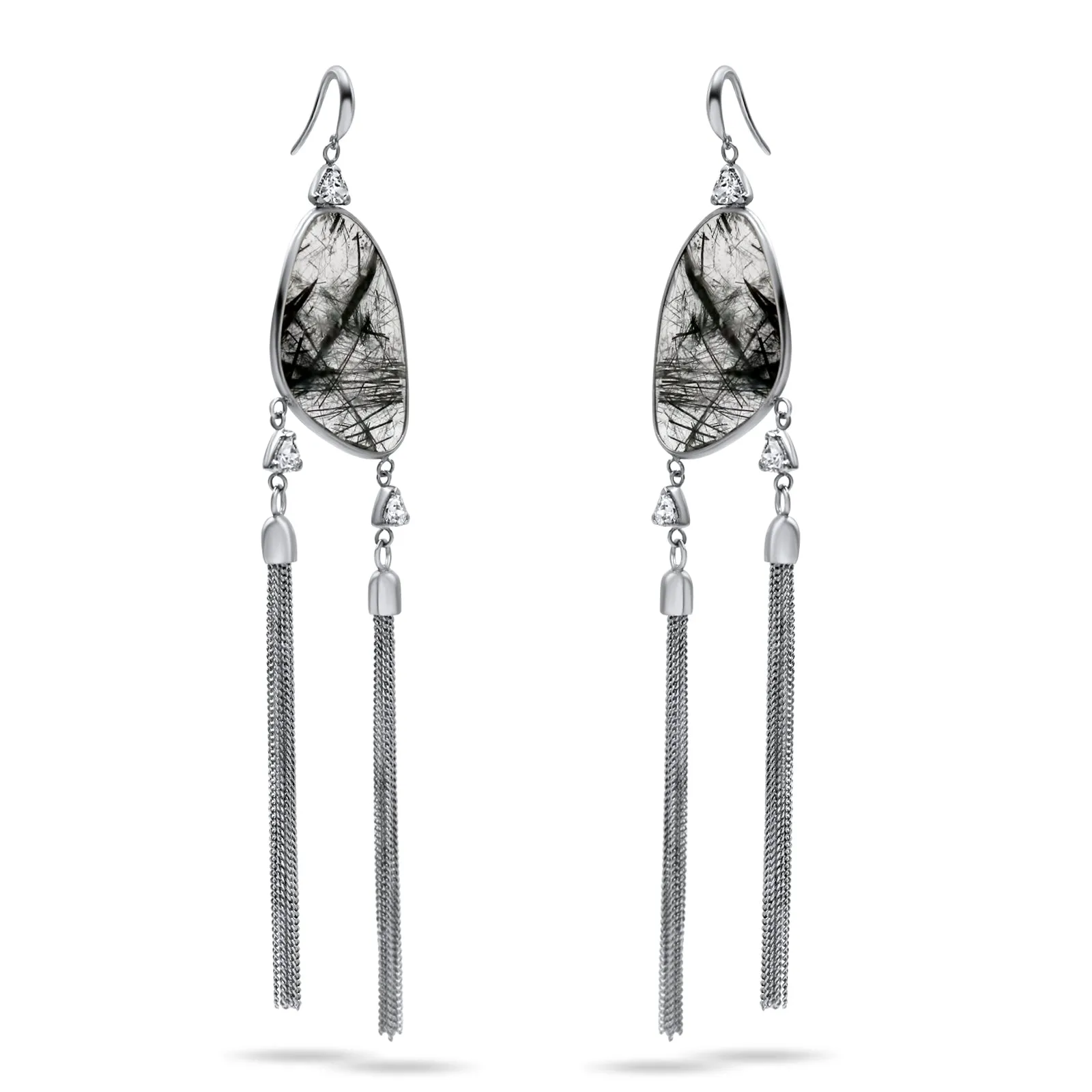 Quartz Sterling Silver Tassel Earrings