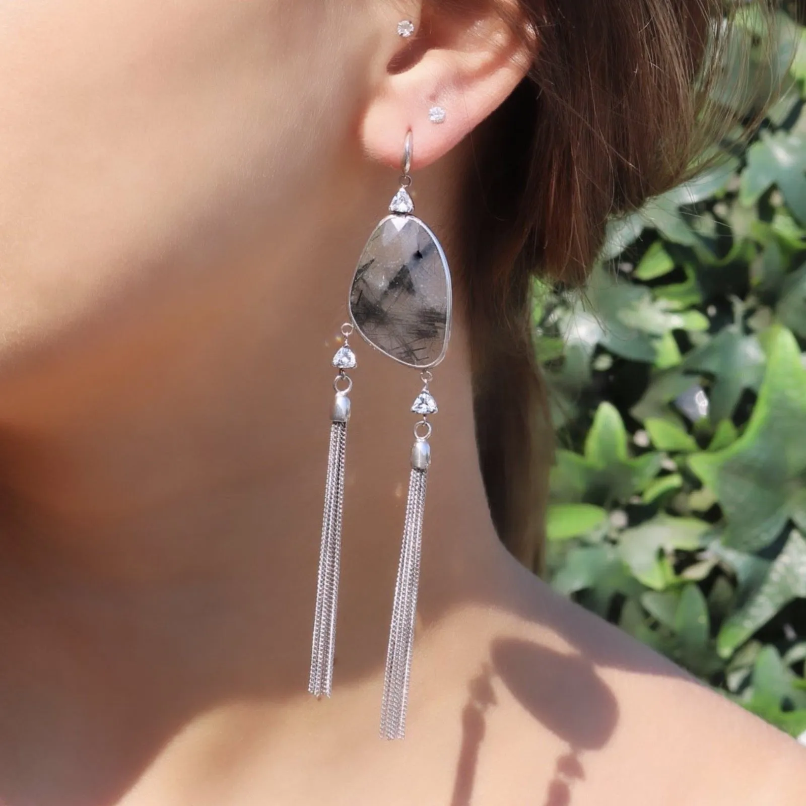 Quartz Sterling Silver Tassel Earrings