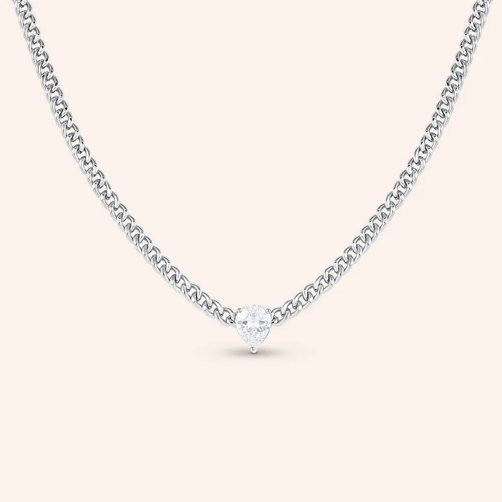 "Daphne" 2.4CTW Pear Cut Curb Chain Necklace - Includes Extender