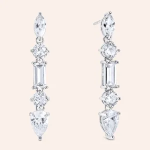 "Eva" 12.3CTW Mixed-cuts Linear Dangle Earrings