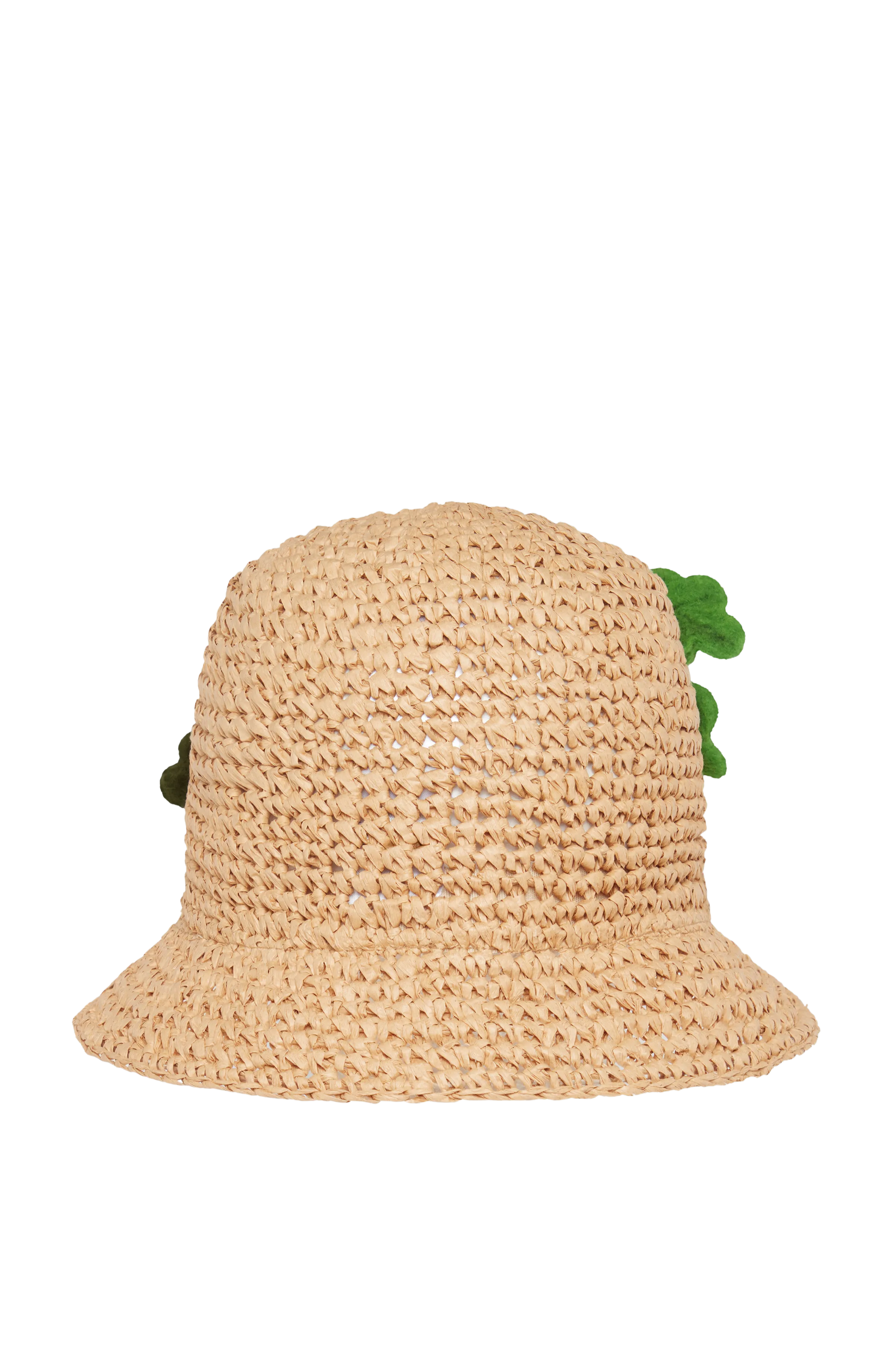 Raffia Bucket Hat With Vegetable Brooches