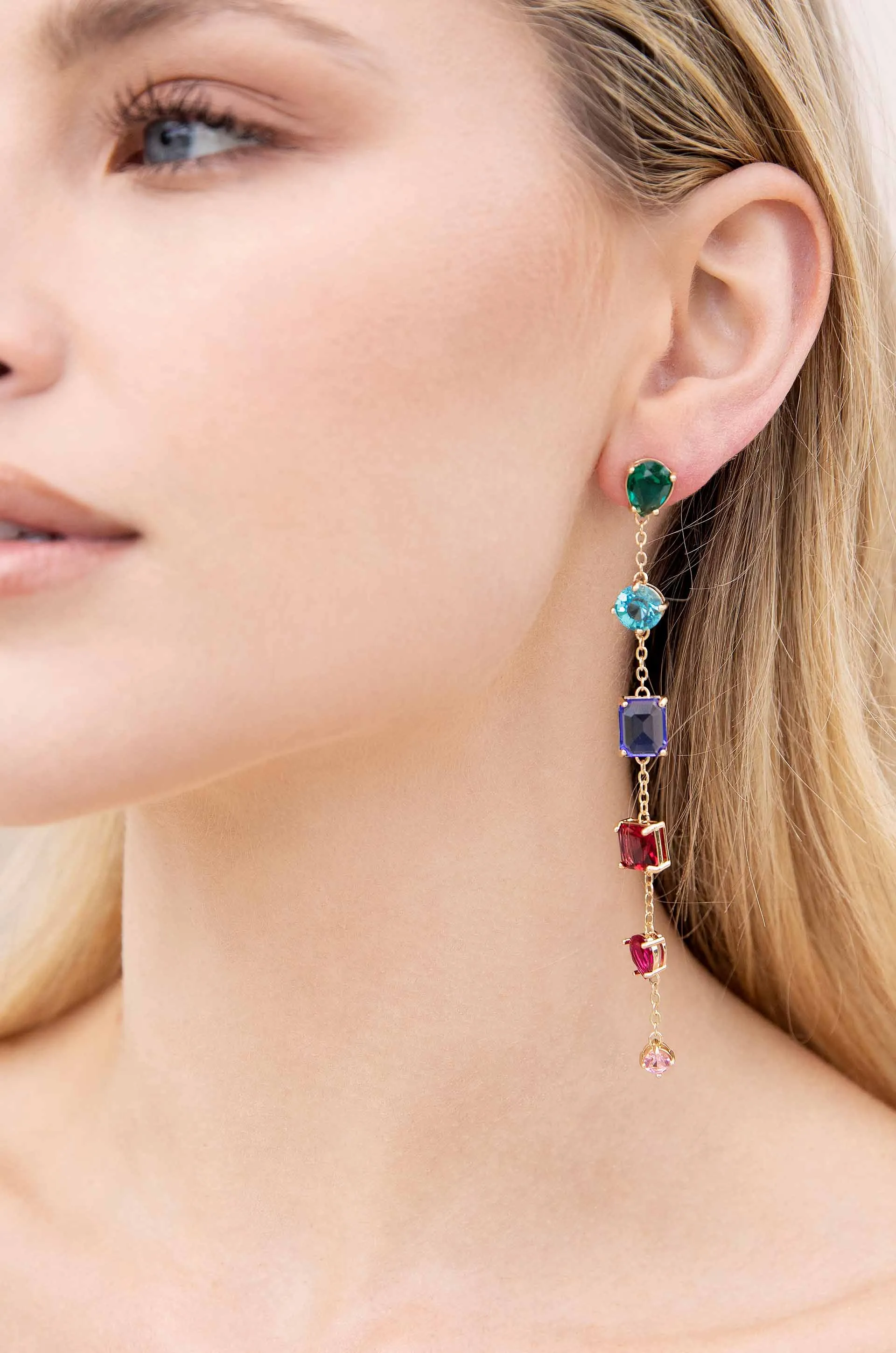 Rainbow Crystal Candy Drop Earrings