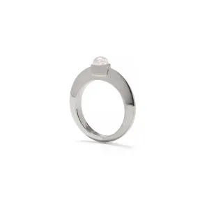 Rainbow Moonstone Disc Ring in Silver