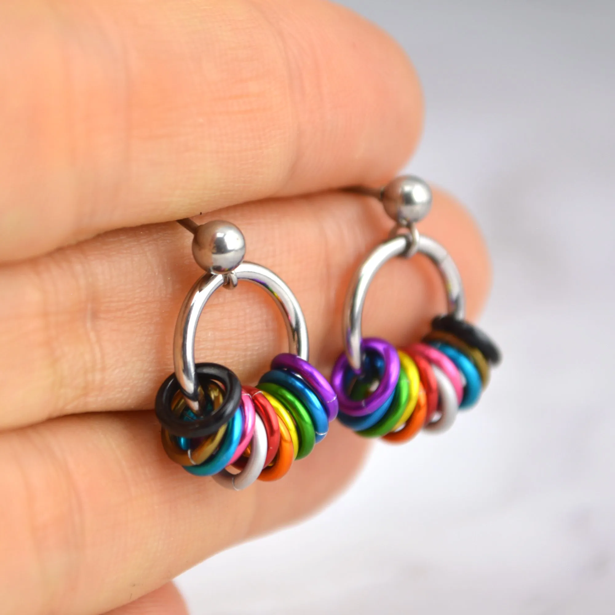Rainbow Progress Pride - Small Hoop Earring on Post