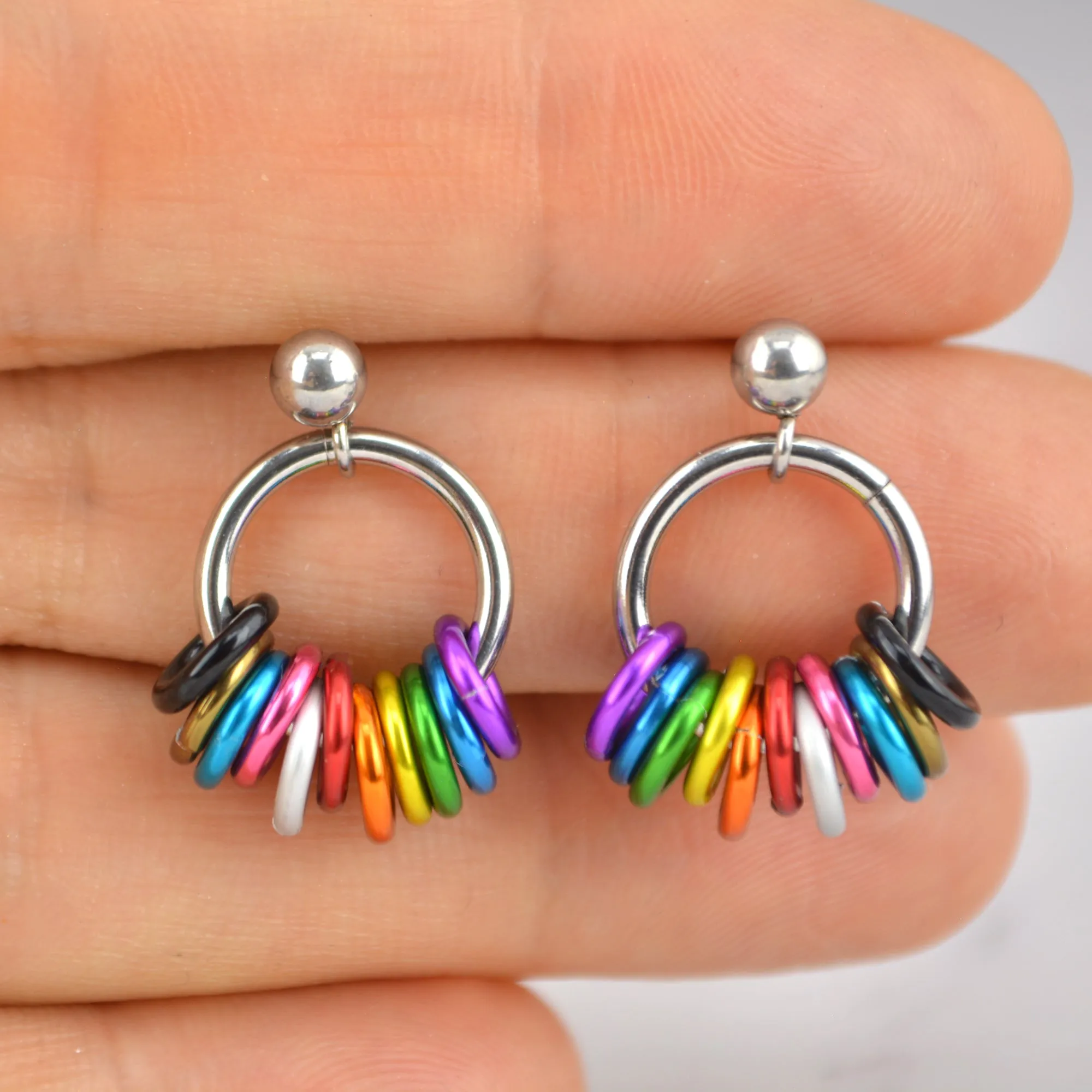 Rainbow Progress Pride - Small Hoop Earring on Post