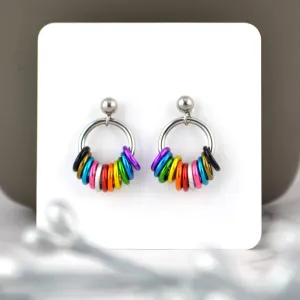 Rainbow Progress Pride - Small Hoop Earring on Post