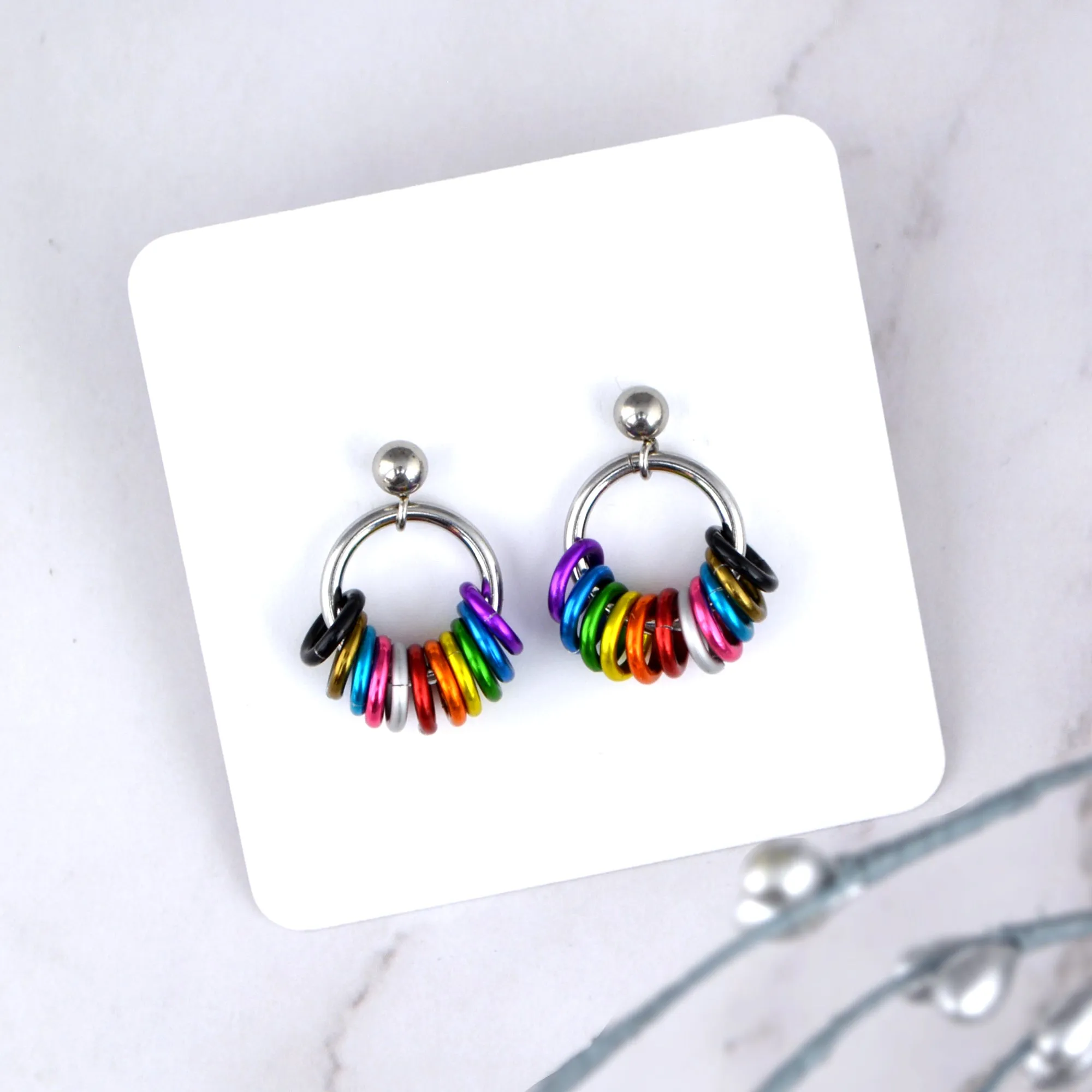 Rainbow Progress Pride - Small Hoop Earring on Post