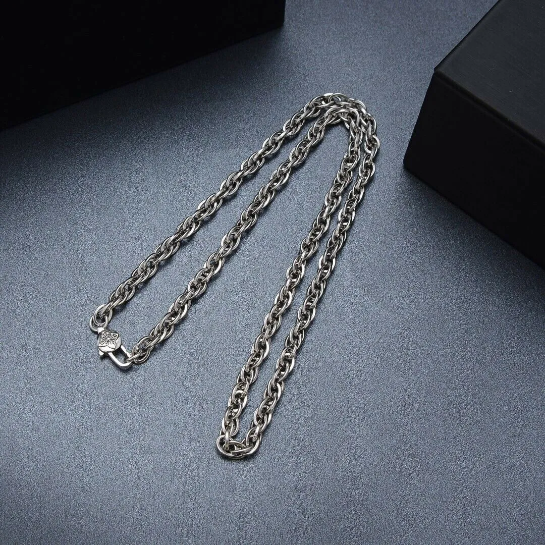 Real Solid 925 Sterling Silver Necklaces Braided Chain Vajra Hook 22" - 28"