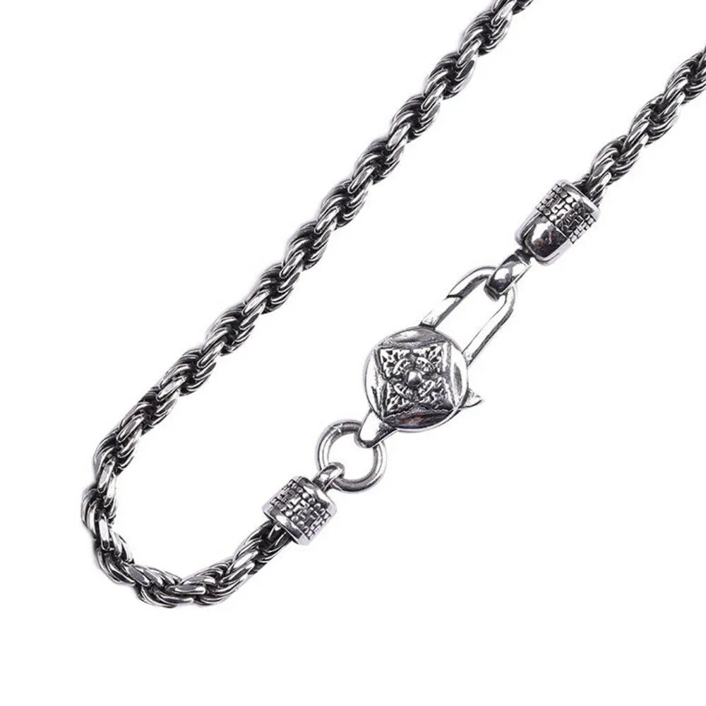 Real Solid 925 Sterling Silver Necklaces Braided Twist Chain Cross 24" 26''