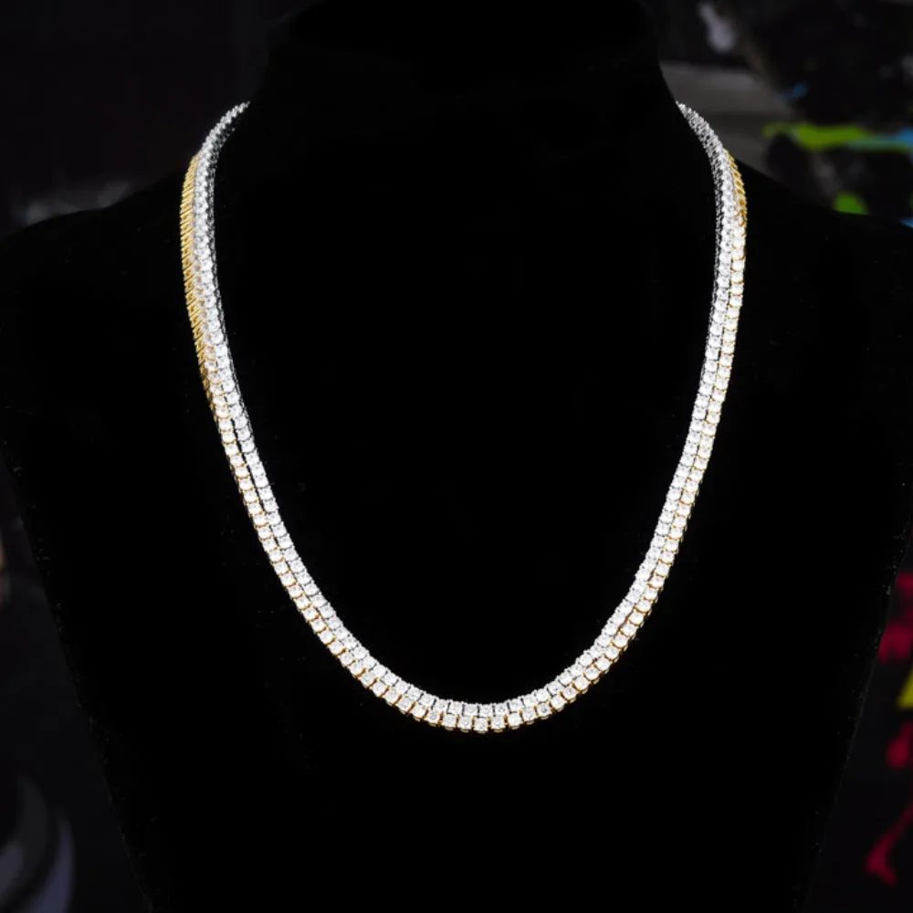 Real Solid 925 Sterling Silver Necklaces Round Moissanite Shiny Clasp 18" 22"
