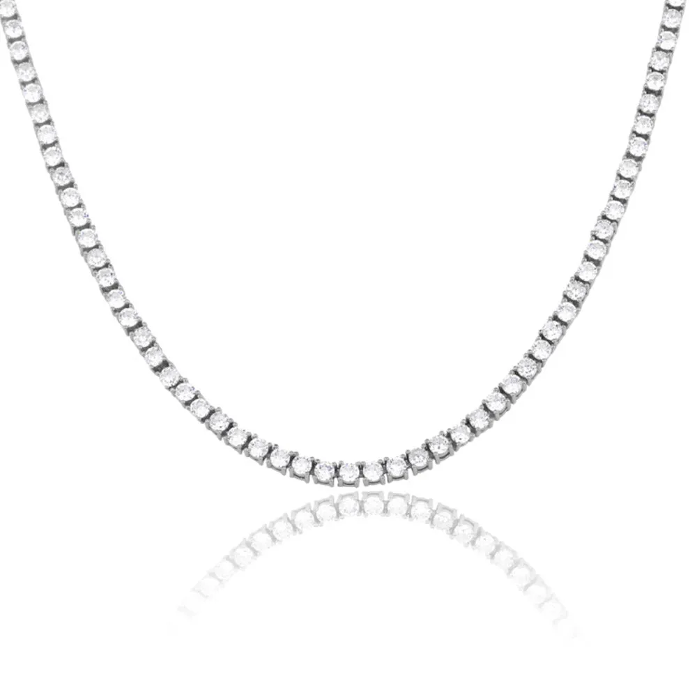 Real Solid 925 Sterling Silver Necklaces Round Moissanite Shiny Clasp 18" 22"