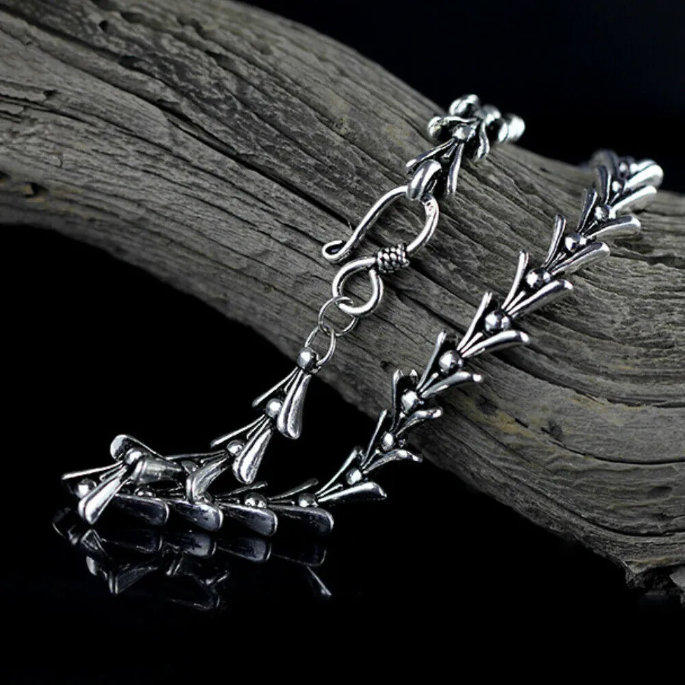 Real Solid 925 Sterling Silver Necklaces Twist Bamboo Link Grass Hook 20" 22''