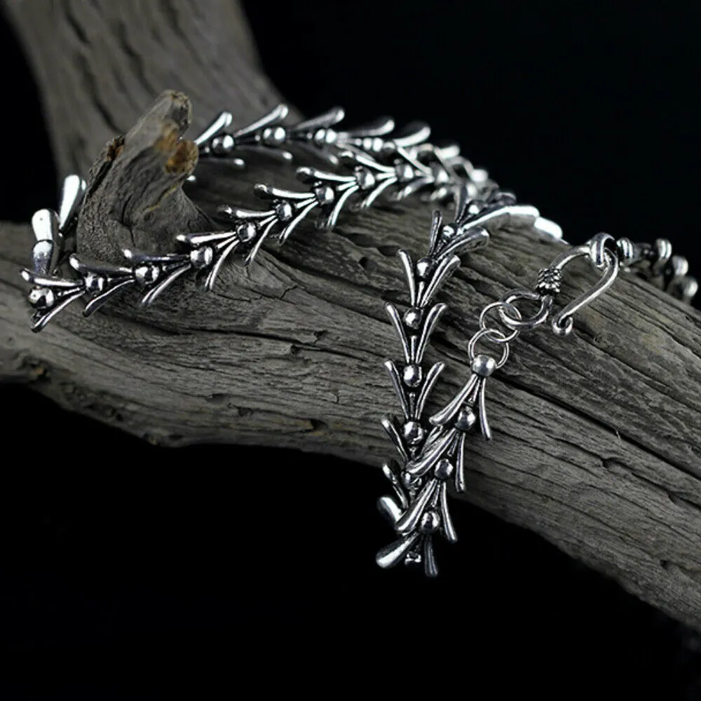 Real Solid 925 Sterling Silver Necklaces Twist Bamboo Link Grass Hook 20" 22''
