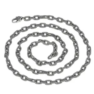 Real Solid 925 Sterling Silver Necklaces Vajra Oval Chain Hook 20" - 28"