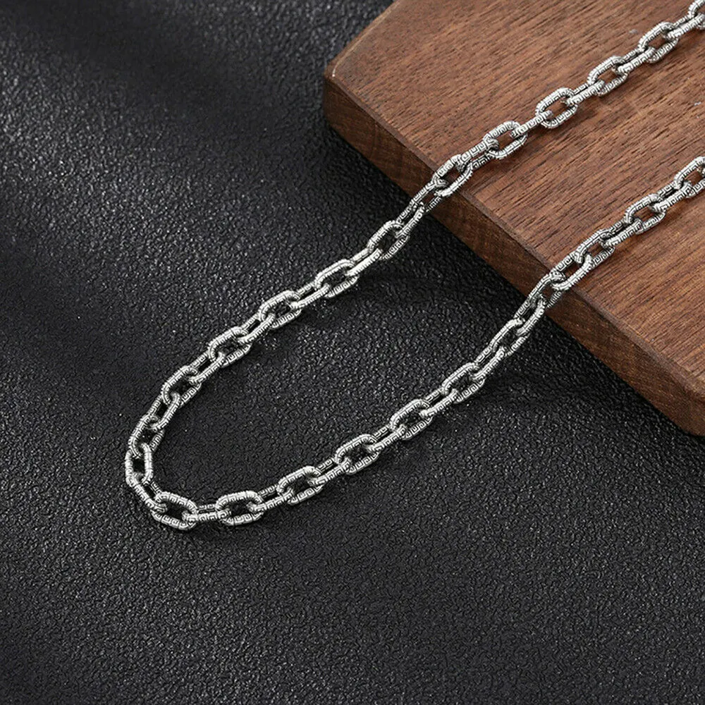 Real Solid 925 Sterling Silver Necklaces Vajra Oval Chain Hook 20" - 28"