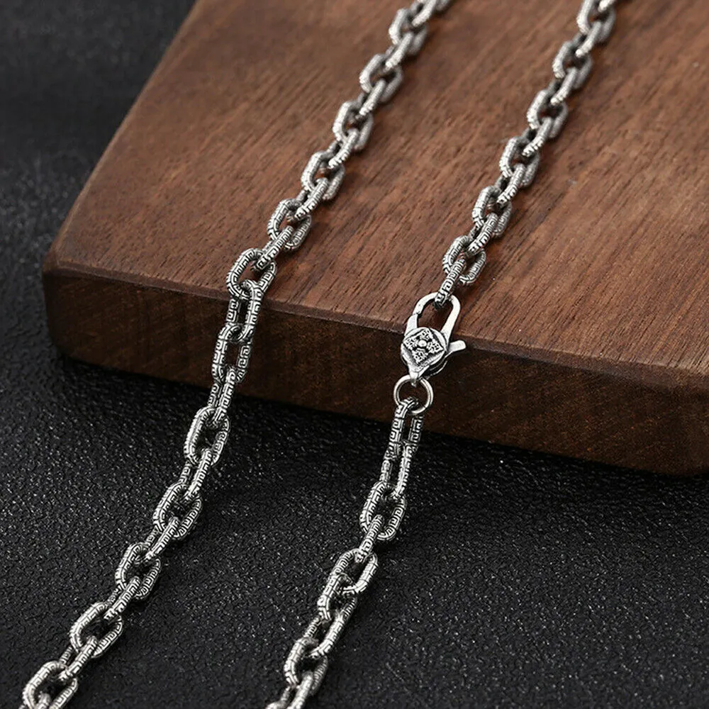 Real Solid 925 Sterling Silver Necklaces Vajra Oval Chain Hook 20" - 28"