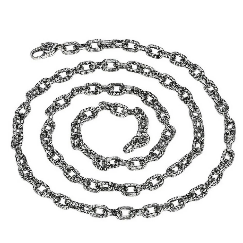 Real Solid 925 Sterling Silver Necklaces Vajra Oval Chain Hook 20" - 28"