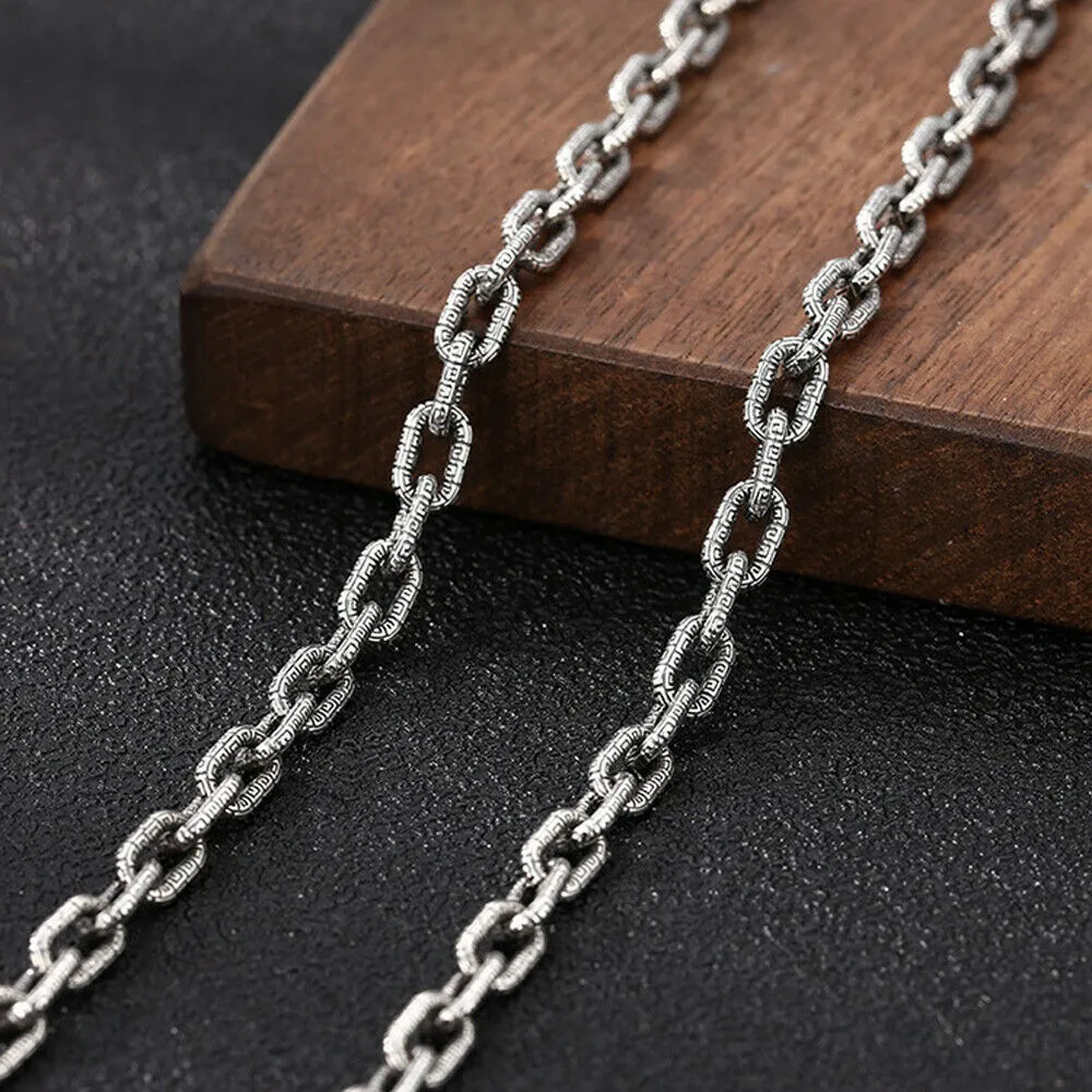 Real Solid 925 Sterling Silver Necklaces Vajra Oval Chain Hook 20" - 28"