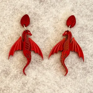 Red Dragon - earrings - Set of 2