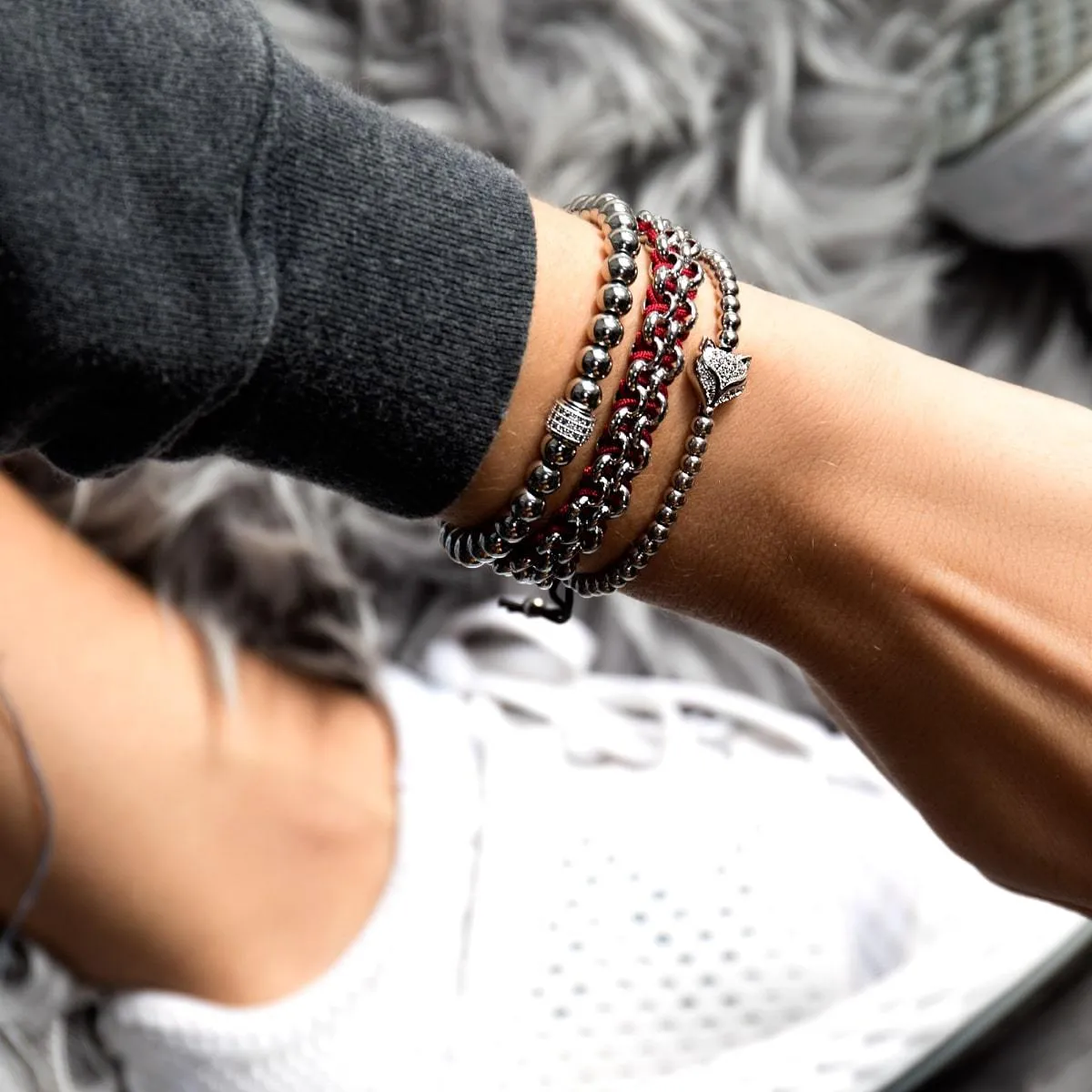 Red Fox Links | Mini Kismet Bracelet | Burgundy x Silver