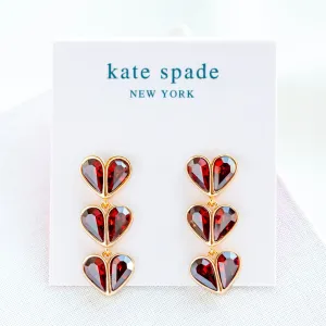 Red Rock Solid Stone Heart Linear Earrings