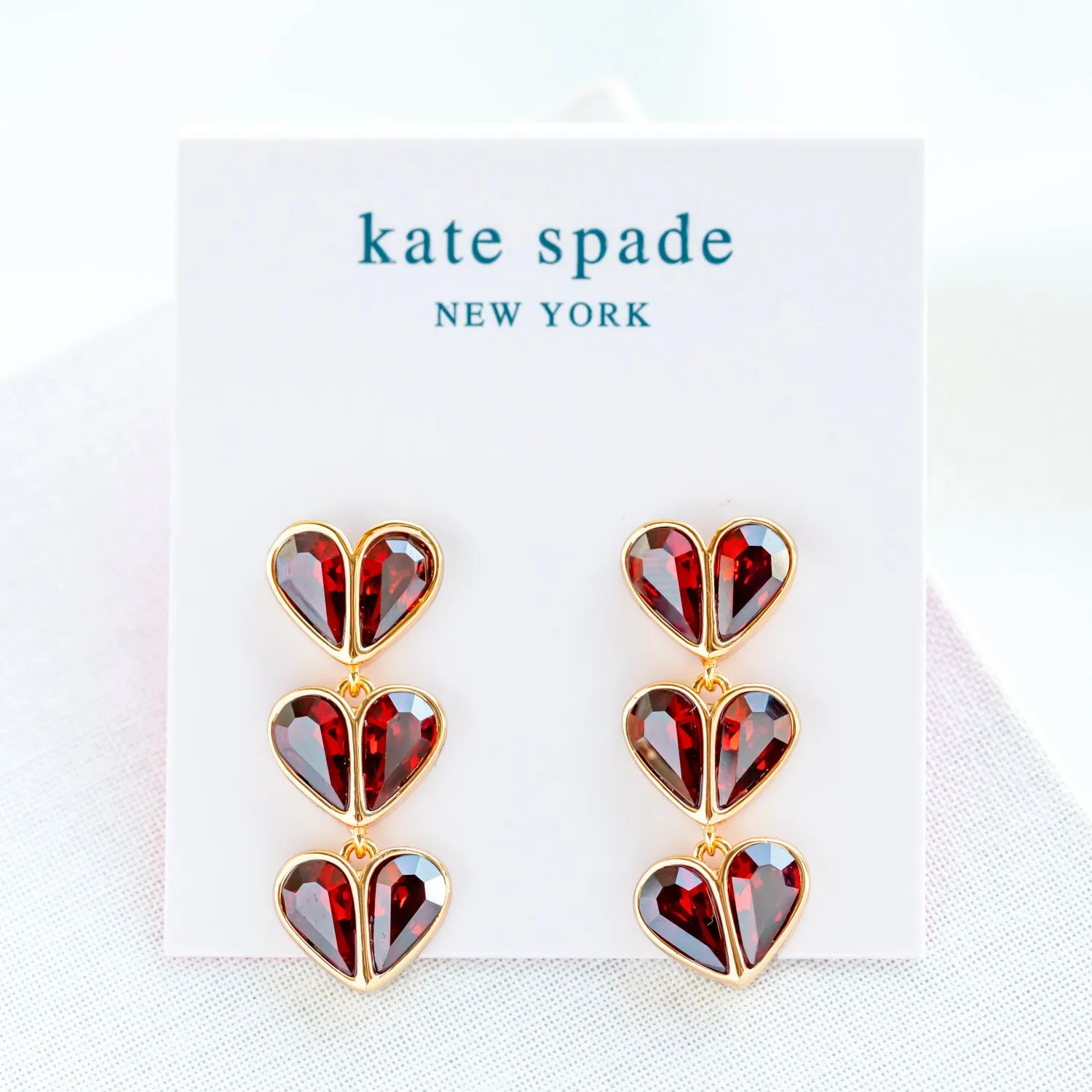 Red Rock Solid Stone Heart Linear Earrings