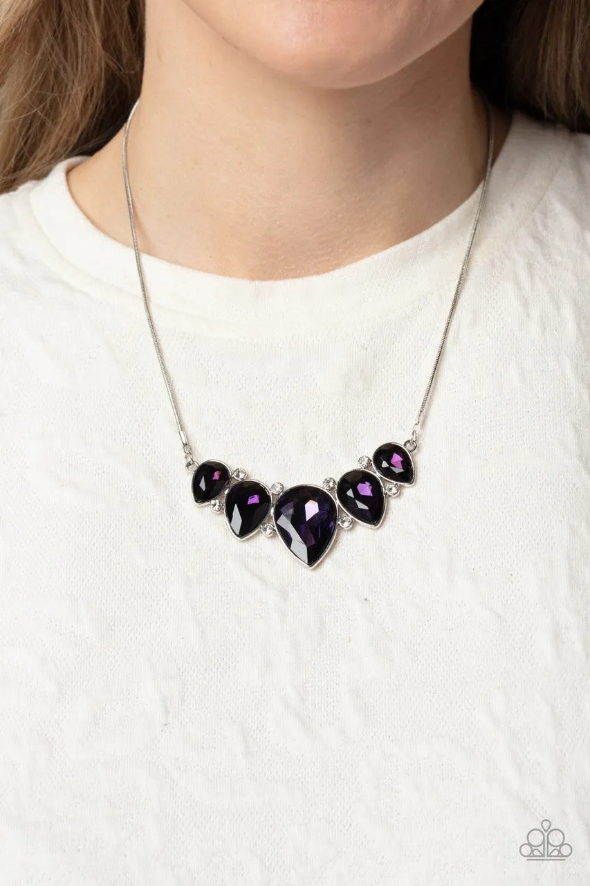 Regally Refined - Purple - Teardrop Rhinestone Paparazzi Short Necklace