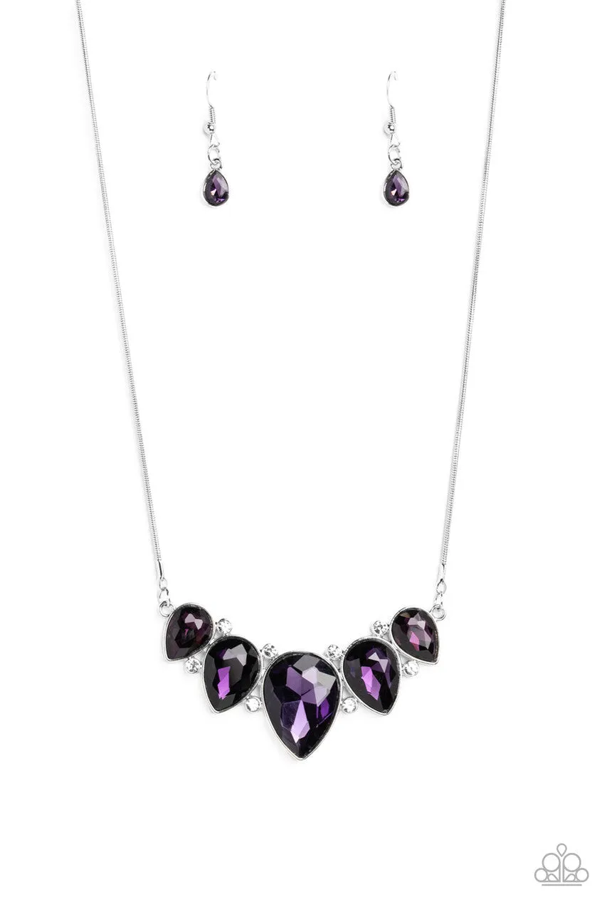 Regally Refined - Purple - Teardrop Rhinestone Paparazzi Short Necklace