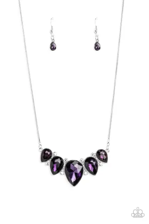 Regally Refined - Purple - Teardrop Rhinestone Paparazzi Short Necklace
