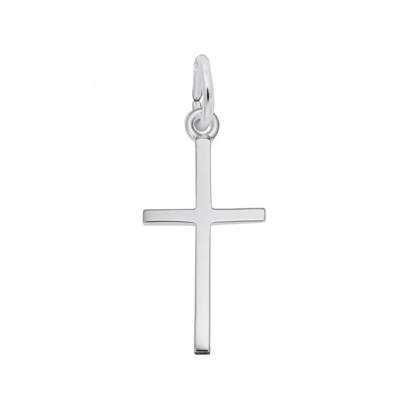 Rembrandt Charms Sterling Silver Rhodium or Gold Plated Medium Thin Cross Pendant