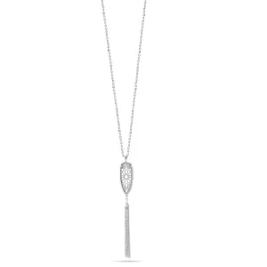 RHODIUM PENDANT TASSEL NECKLACE #SWKK-11217RHO (LA18)