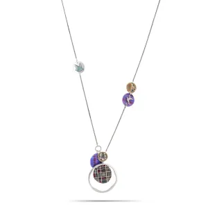 RHODIUM TONE PURPLE NECKLACE #221PP1501 (1D1)