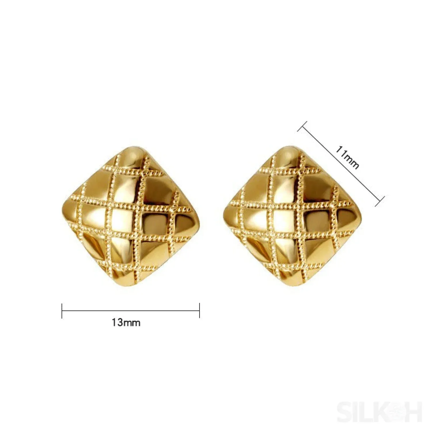 Rhombus Sterling Silver Pattern Stud Earrings Dia