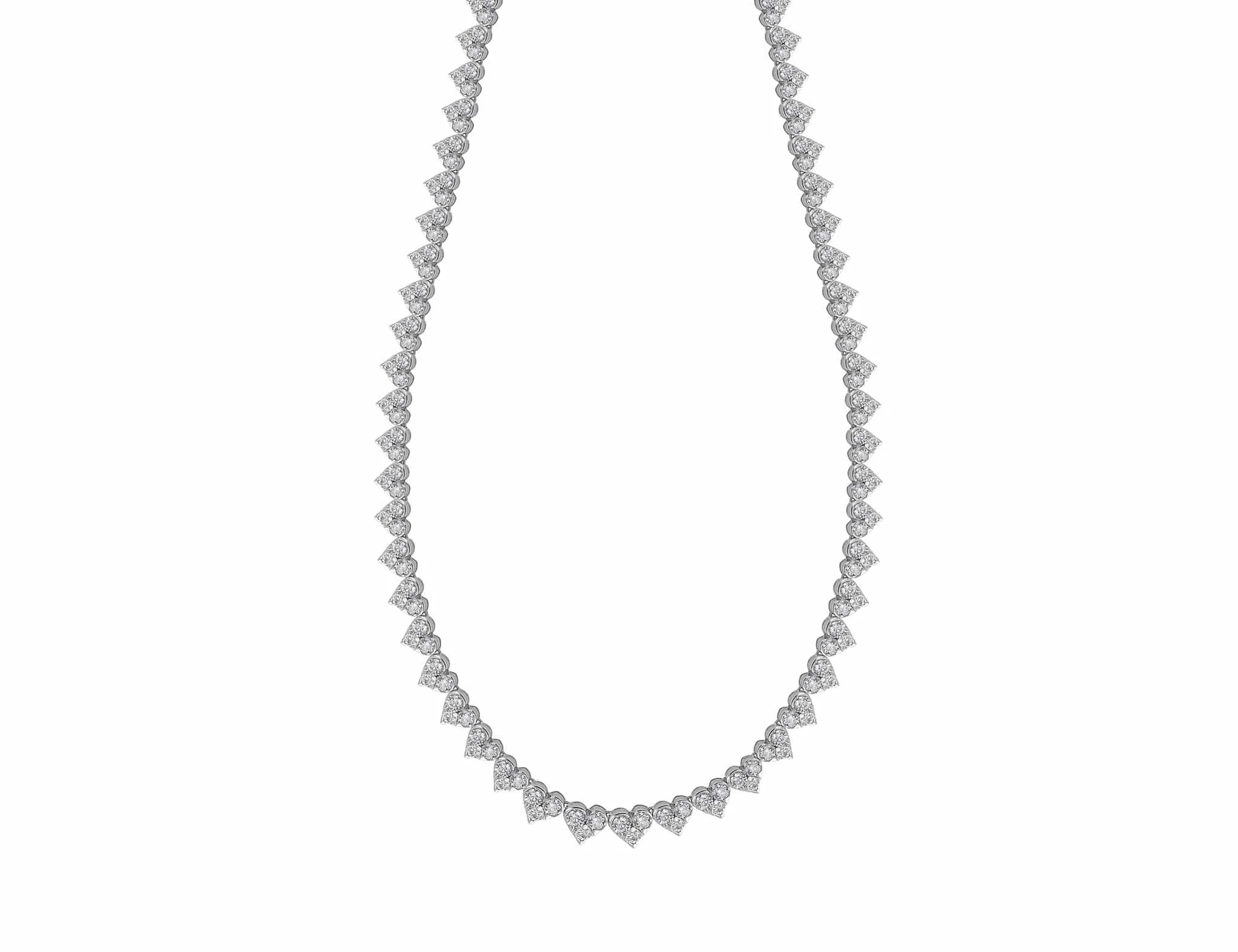Roberto Coin 18k White Gold Heart-Shaped Cluster Diamond Necklace - Estate