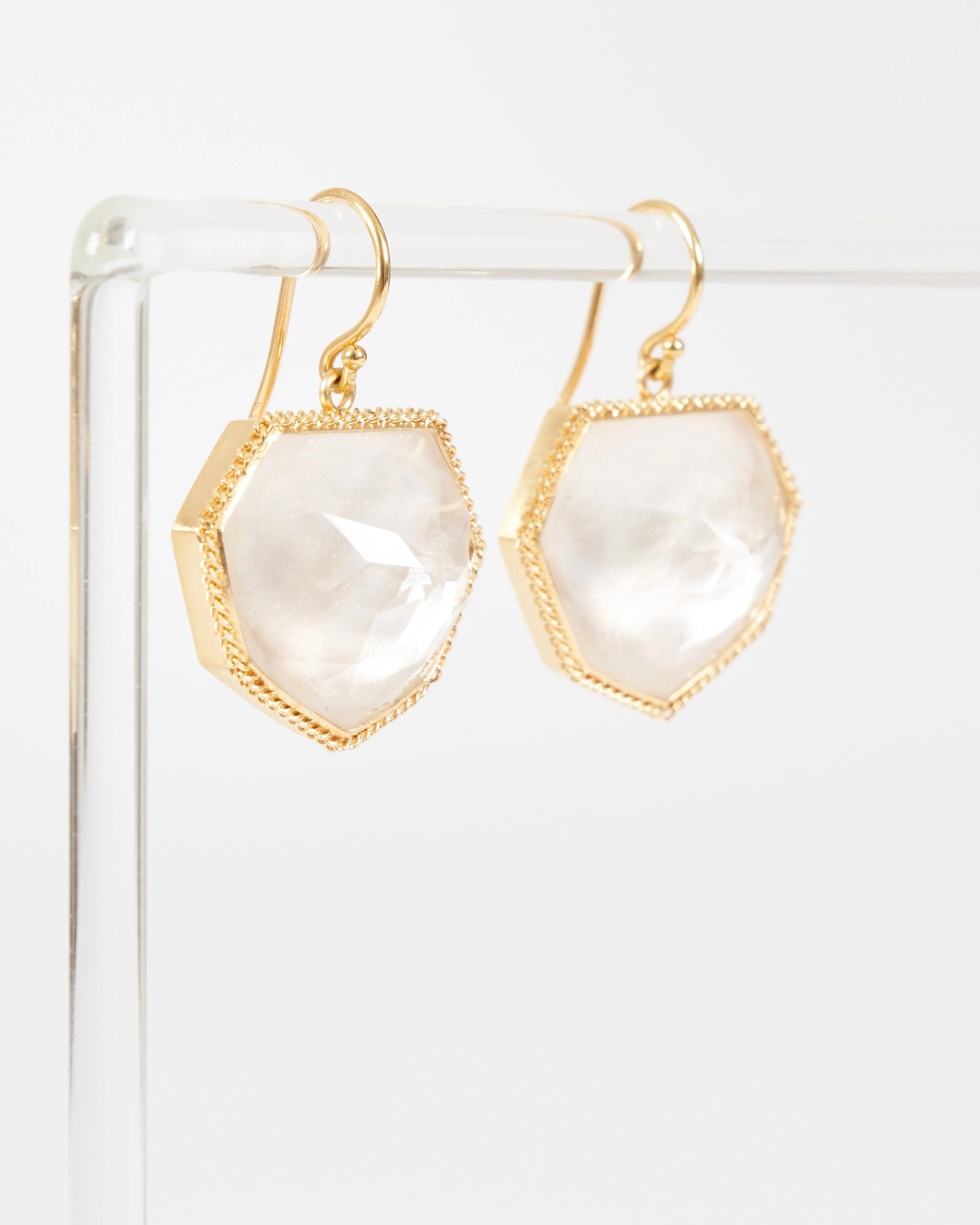 rock crystal earrings - gold