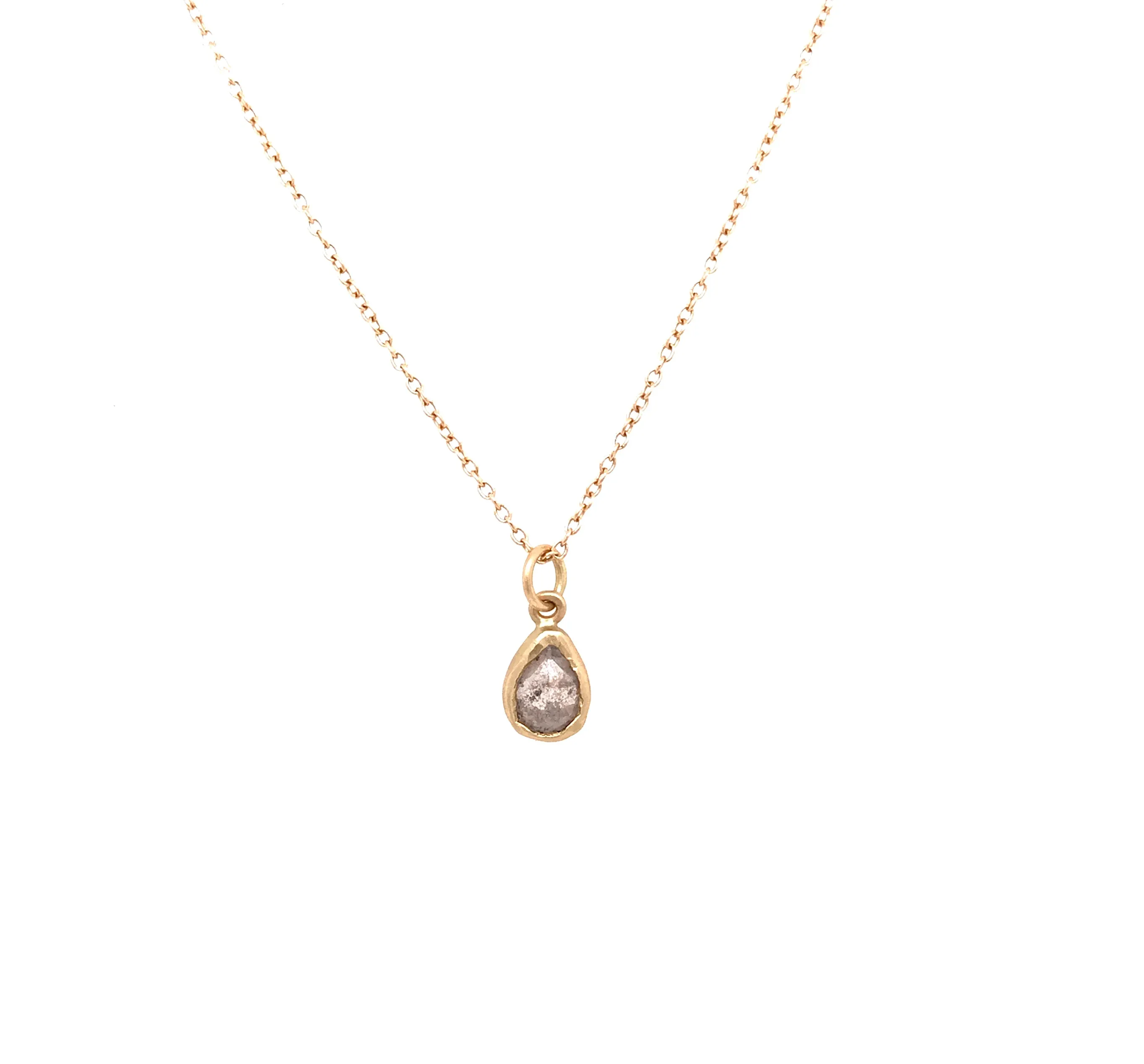 Rose Cut Salt   Pepper Diamond Pendant Necklace