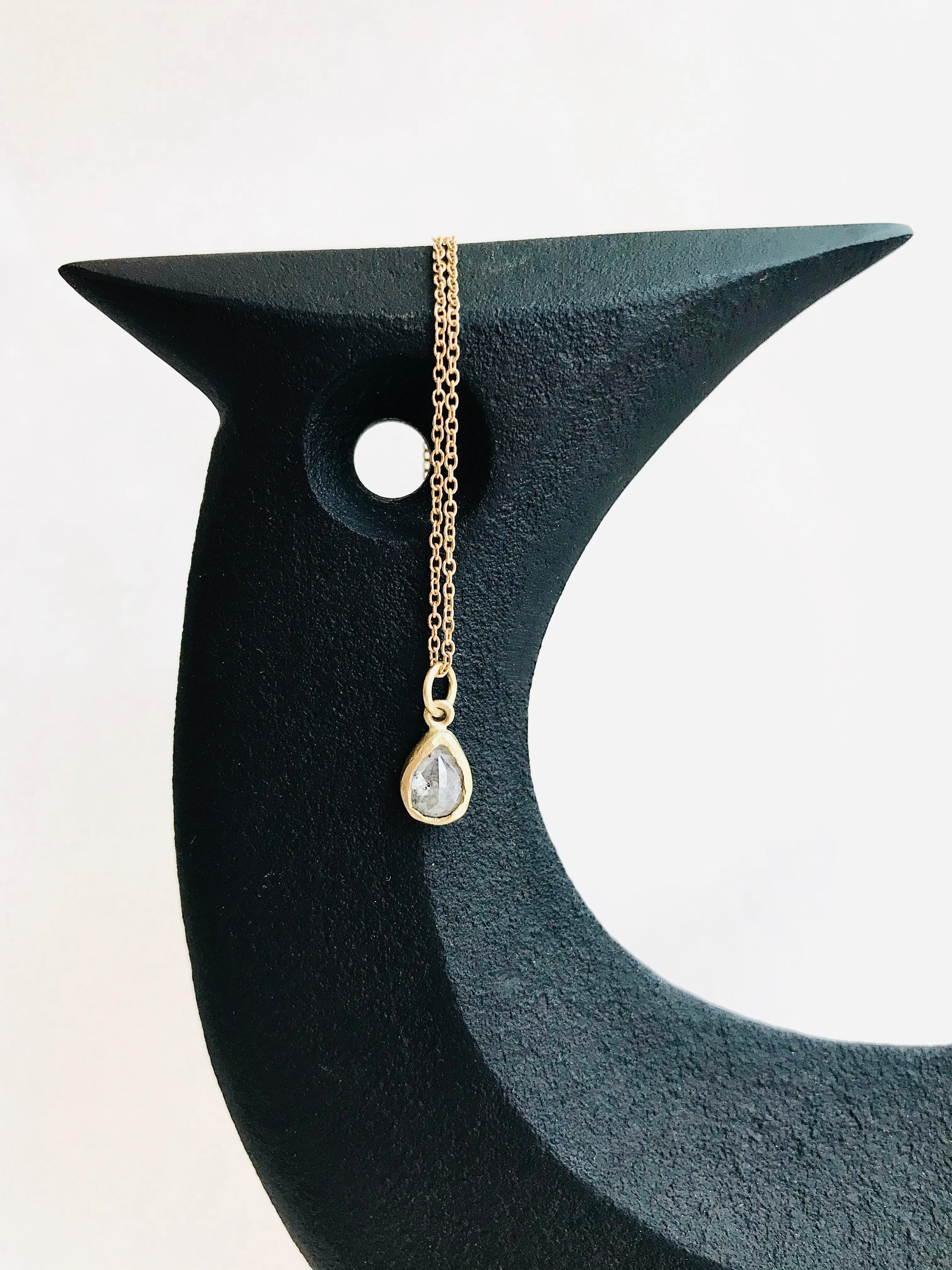 Rose Cut Salt   Pepper Diamond Pendant Necklace