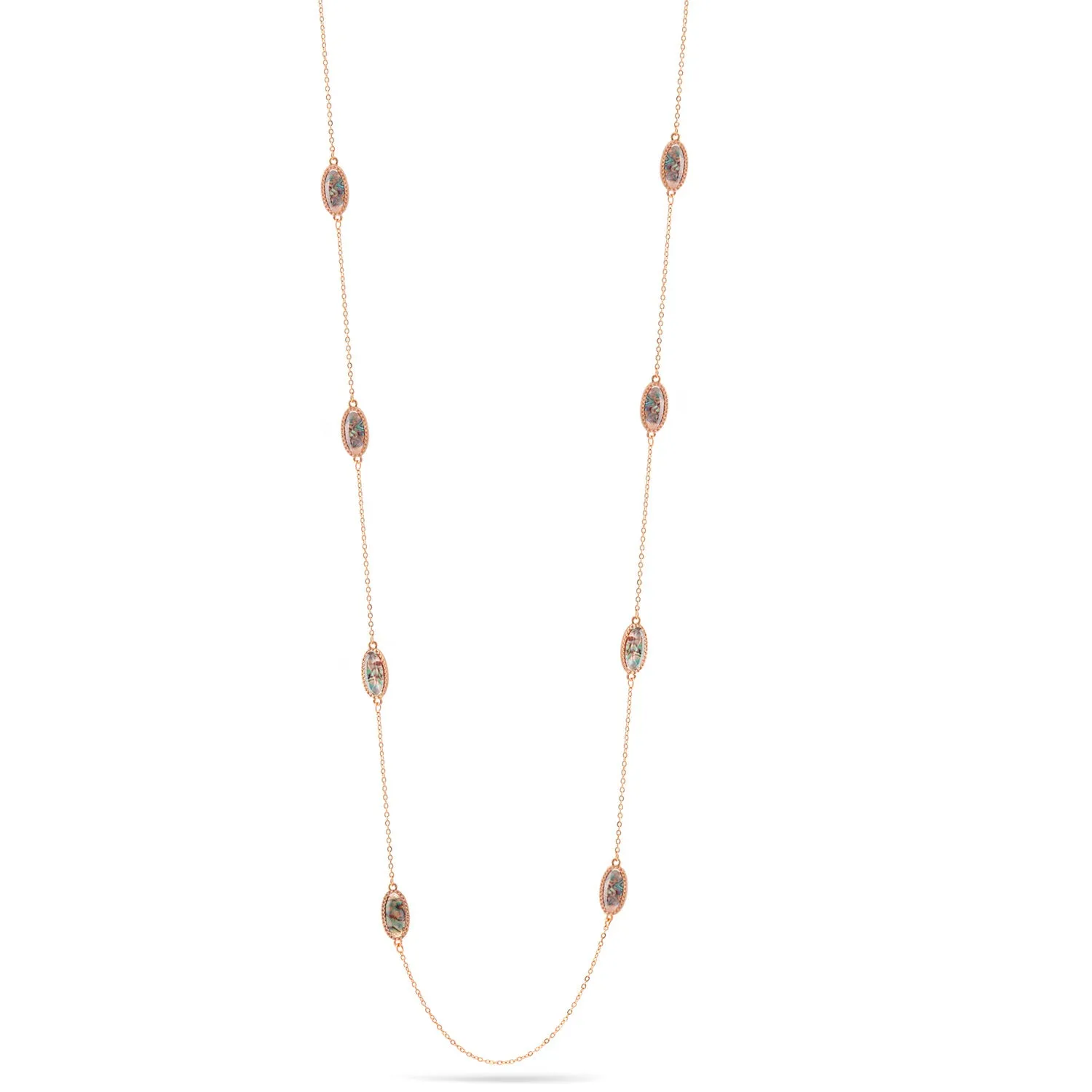 ROSE GOLD ABALONE LONG NECKLACE #SWKK-11770RGAB (DD6)
