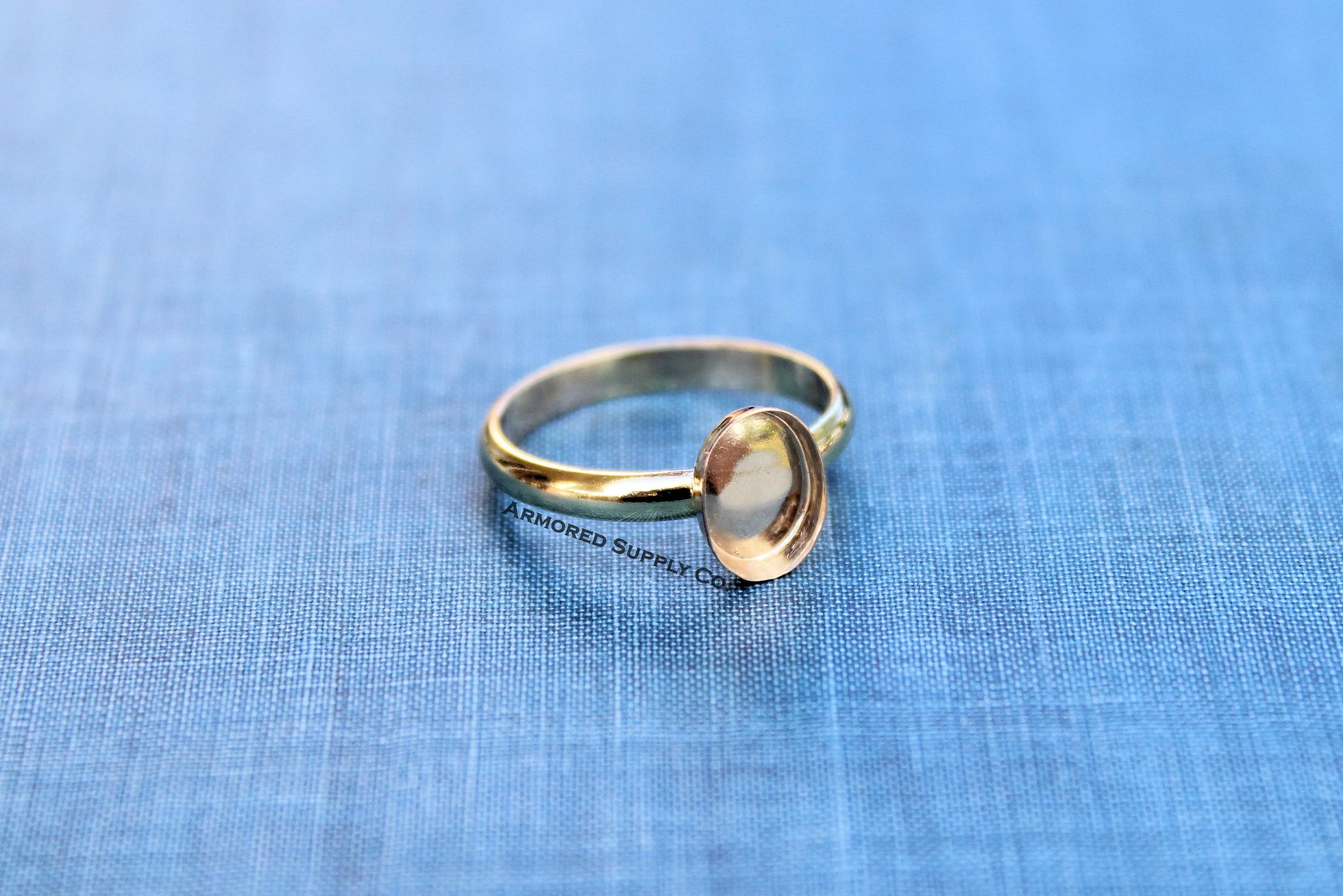 ROSE Gold Filled Oval Bezel Comfort Ring Band blank