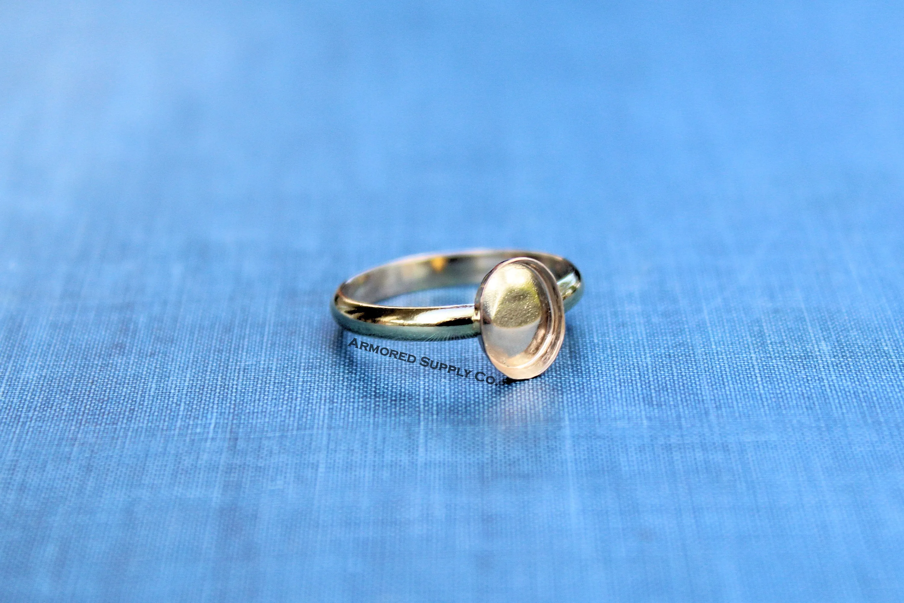 ROSE Gold Filled Oval Bezel Comfort Ring Band blank