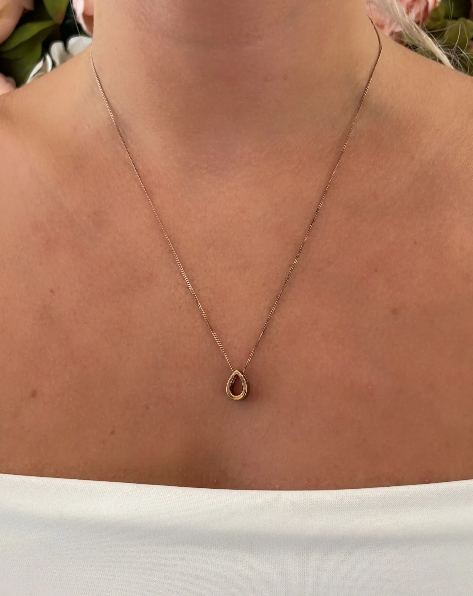 Rose Gold Tear Drop Shaped Pendant Necklace