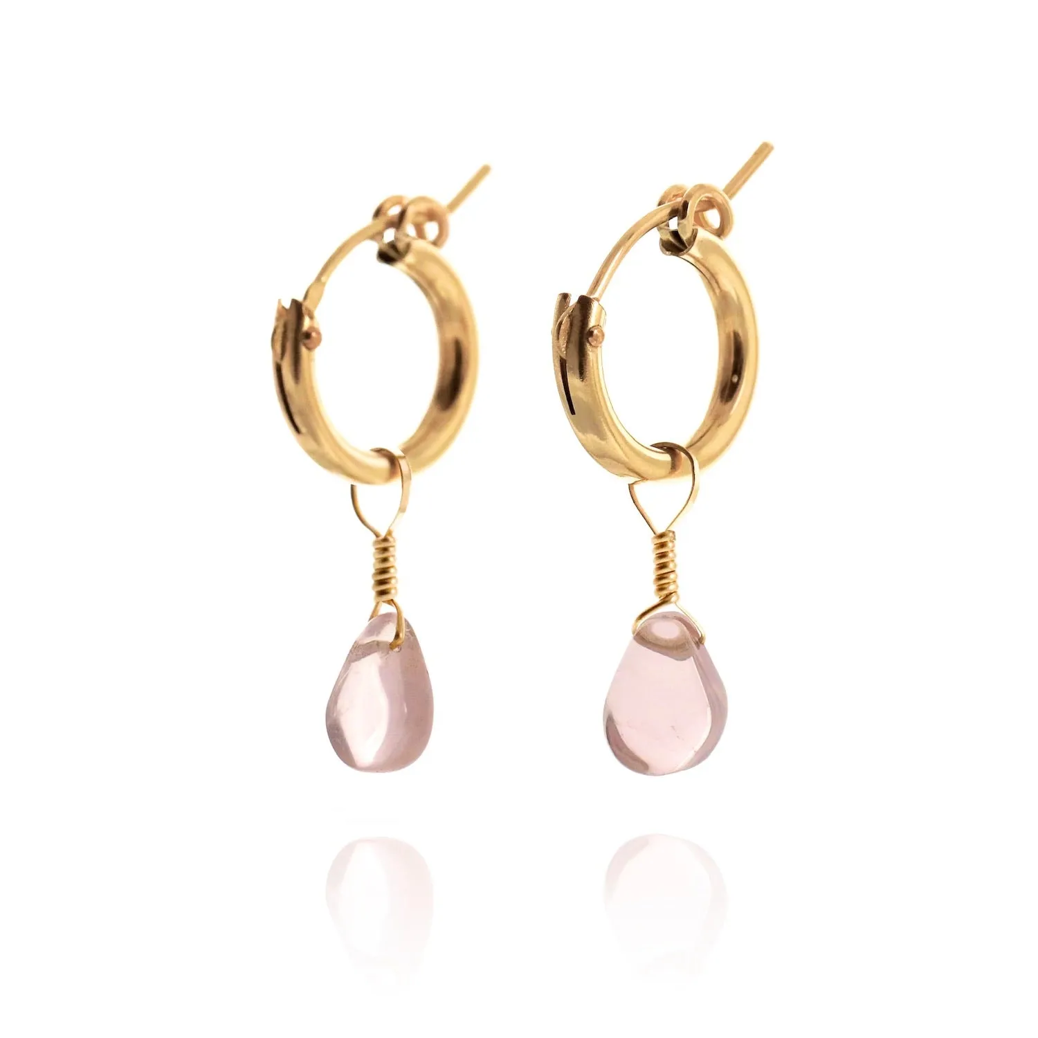 Rose Quartz Huggie Earrings