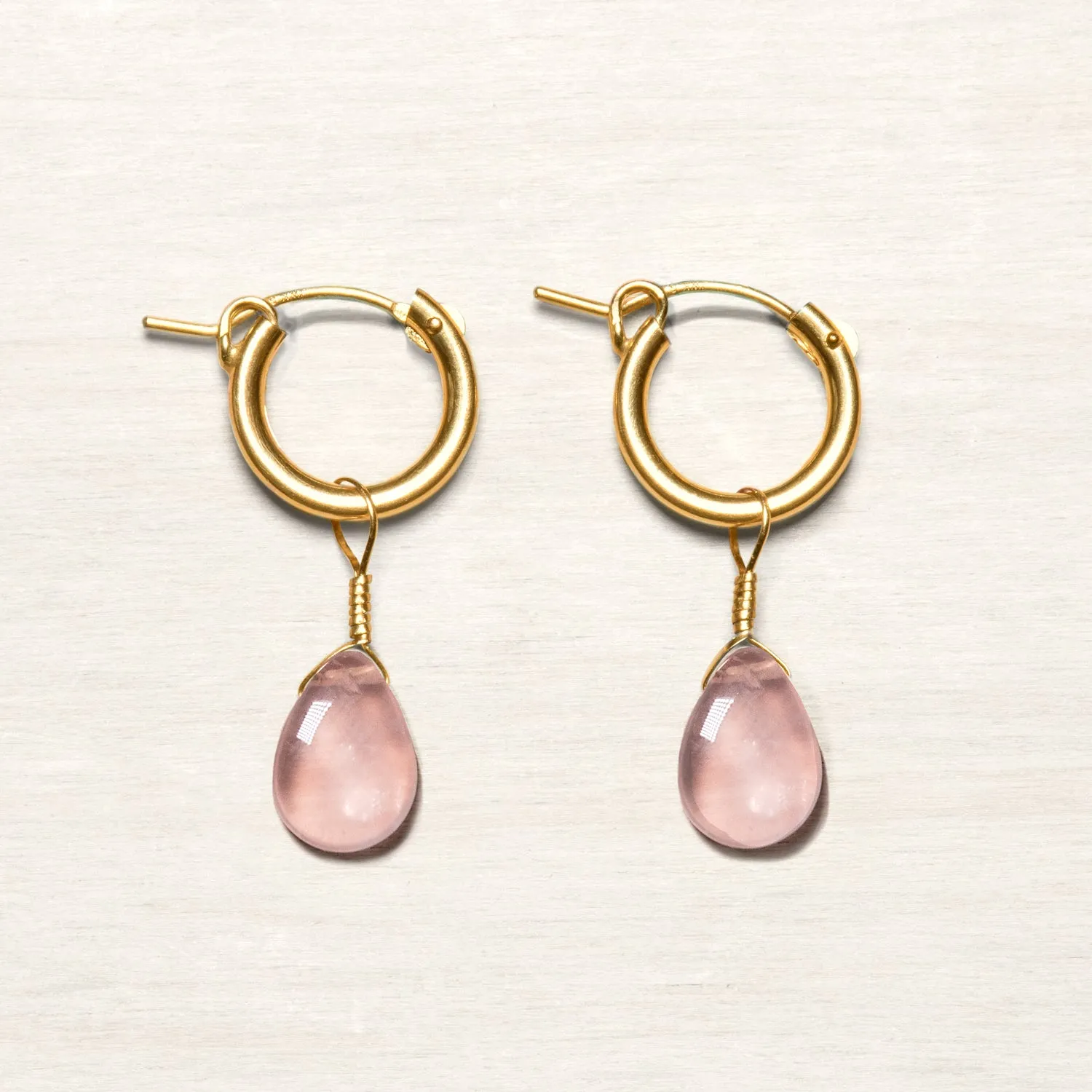 Rose Quartz Huggie Earrings