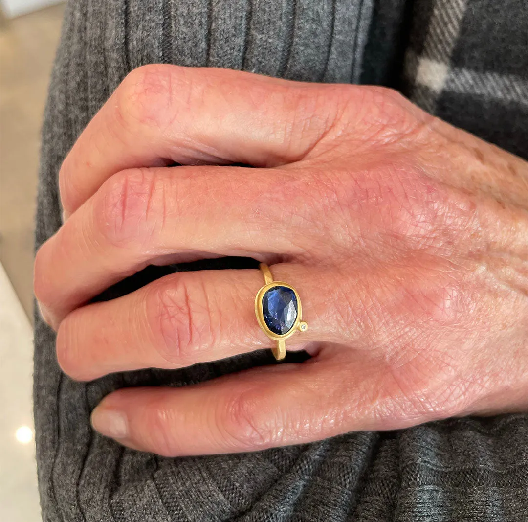 Rosecut Blue Sapphire Ring