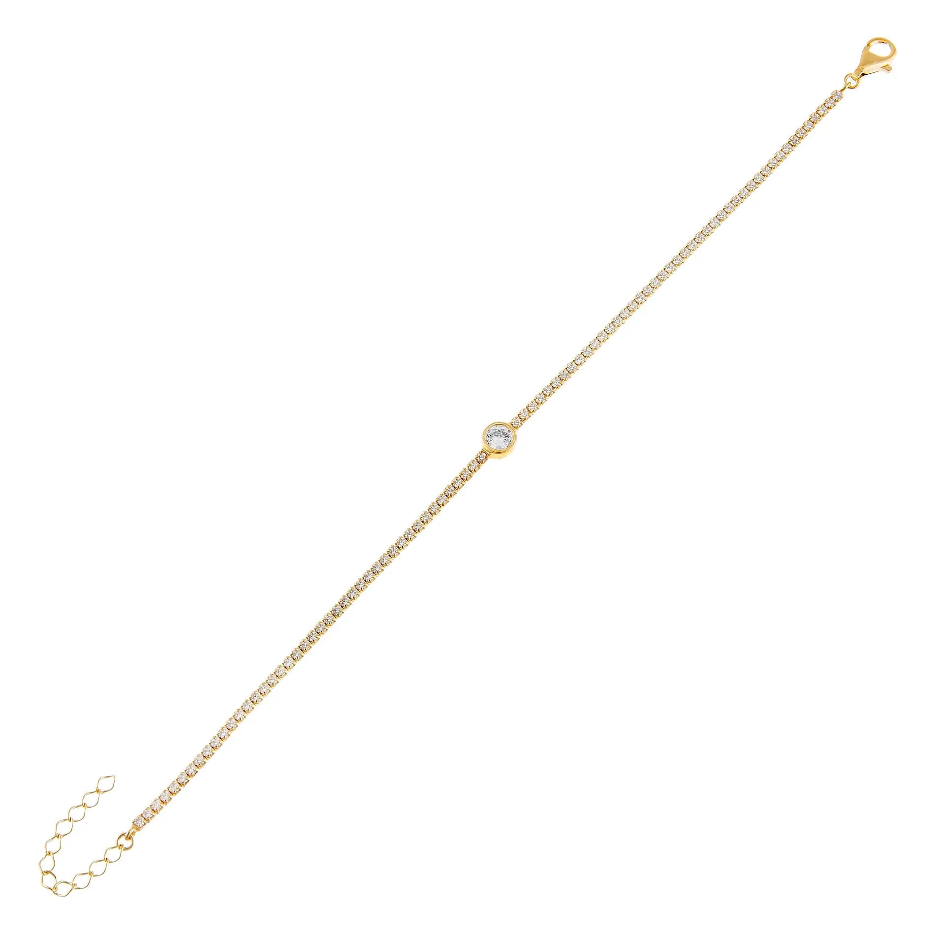 Round Bezel Thin Tennis Bracelet