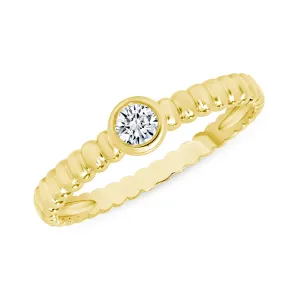 ROUND DIAMOND BEZEL COIL TEXTURE RING